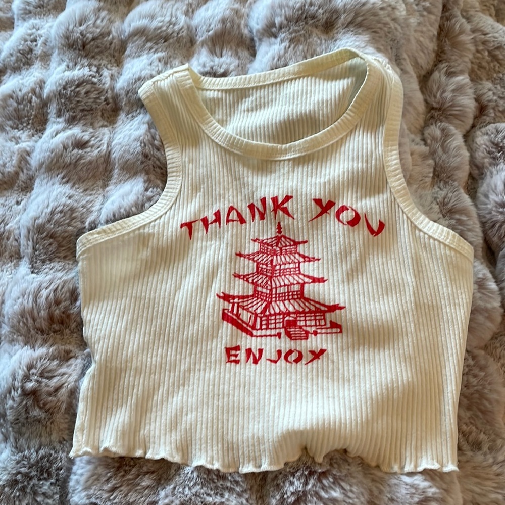 “thank you enjoy” Chinese takeout tank
